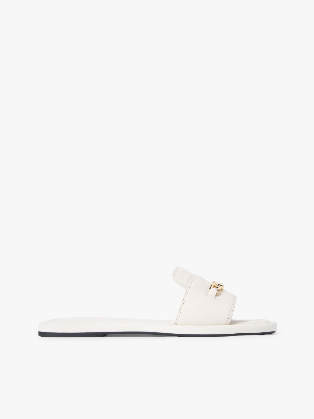 TH Monogram Horsebit Flat Leather Mules — Beige