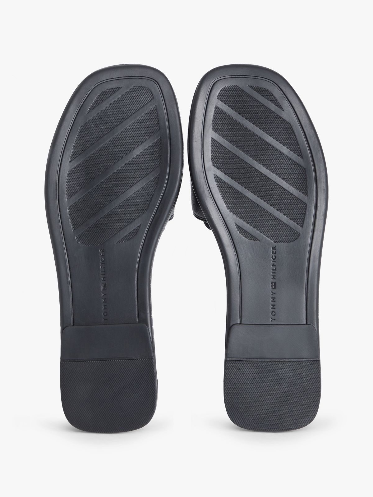TH Monogram Horsebit Flat Leather Mules — Black