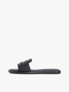 TH Monogram Horsebit Flat Leather Mules — Black 7