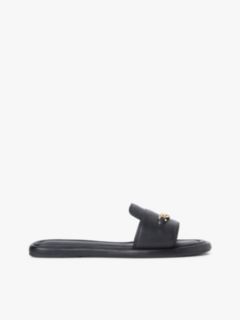 TH Monogram Horsebit Flat Leather Mules — Black 1