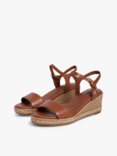 TH Monogram Leather Wedge Espadrilles — Brown 2
