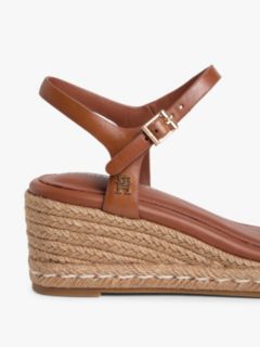 TH Monogram Leather Wedge Espadrilles — Brown 6