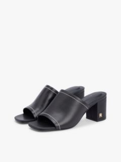 TH Monogram Leather Block Heel Mules — Black 2