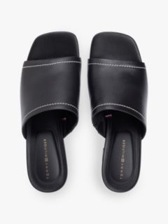 TH Monogram Leather Block Heel Mules — Black 3