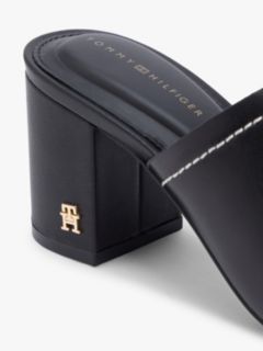 TH Monogram Leather Block Heel Mules — Black 6