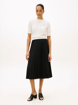 zwart leren muiltje met blokhak en th-monogram voor dames - tommy hilfiger