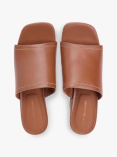 TH Monogram Leather Block Heel Mules — Brown 3