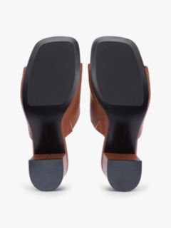 TH Monogram Leather Block Heel Mules — Brown 5