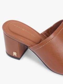 TH Monogram Leather Block Heel Mules — Brown 6