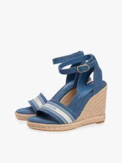 Canvas Denim Wedge Espadrilles — Blue 2
