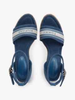 Canvas Denim Wedge Espadrilles — Blue 3