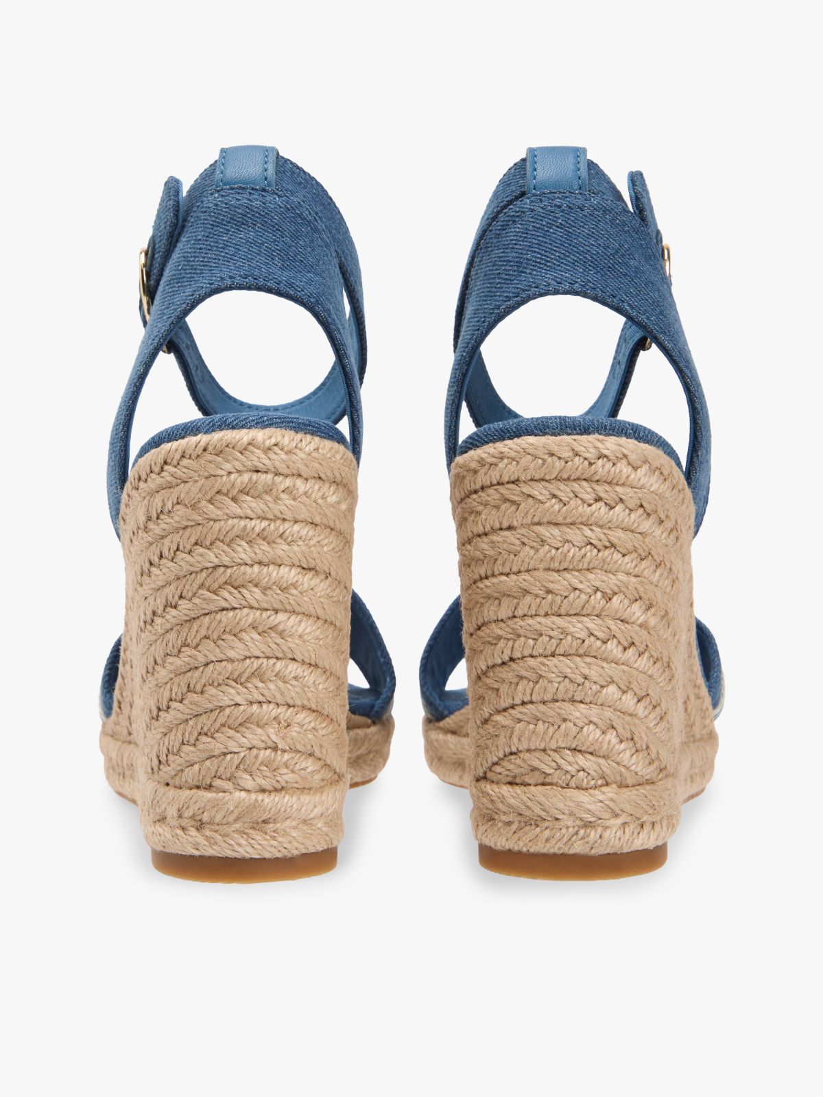 Canvas Denim Wedge Espadrilles — Blue