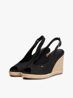 Hemp Slingback Wedge Espadrilles — Black 2