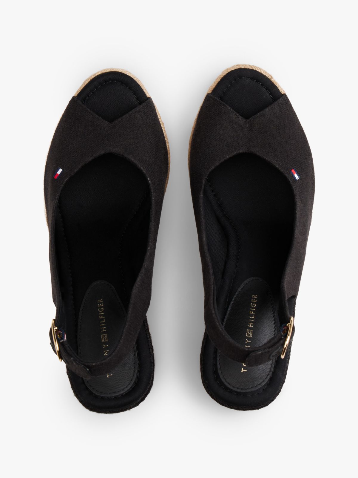 Hemp Slingback Wedge Espadrilles — Black