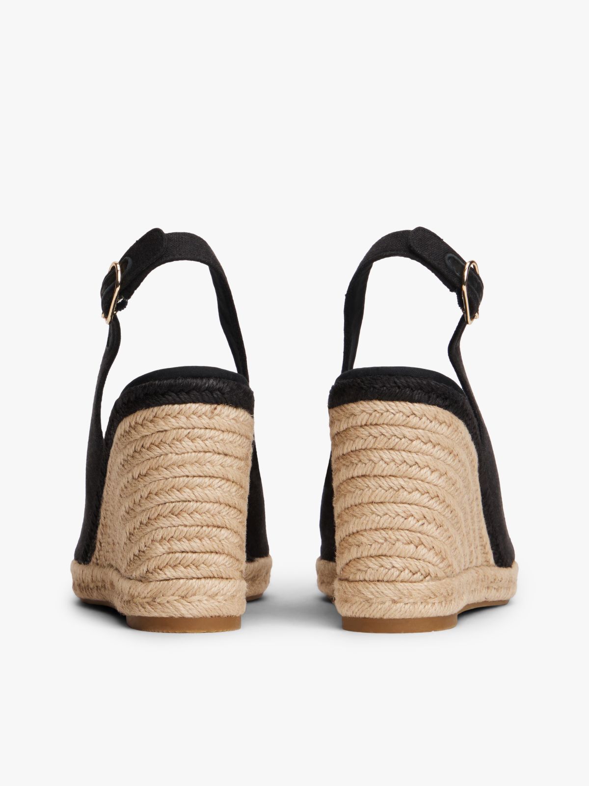 Hemp Slingback Wedge Espadrilles — Black