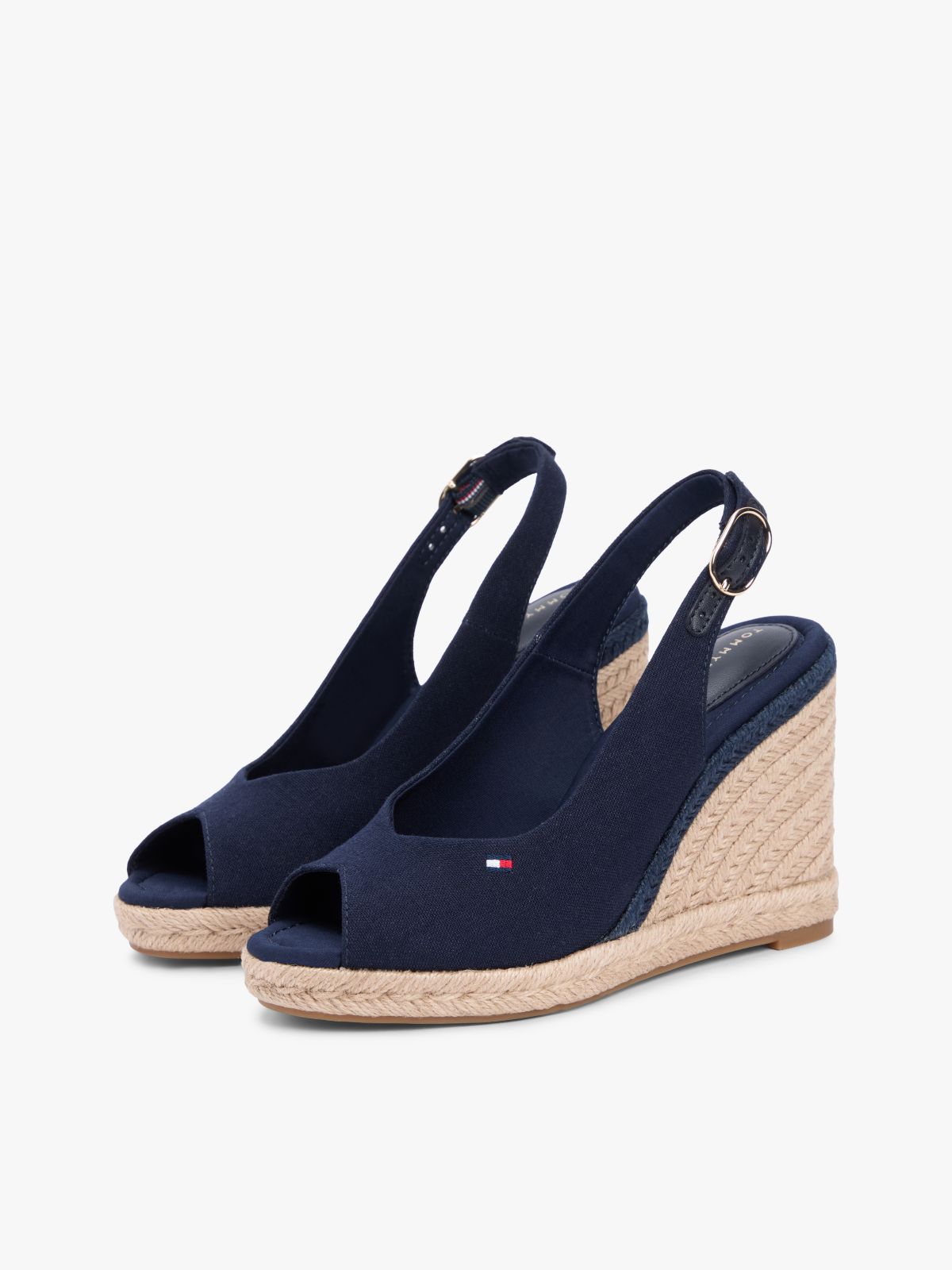 Hemp Slingback Wedge Espadrilles — Blue