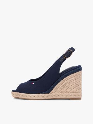 blue hemp slingback wedge espadrilles for women tommy hilfiger