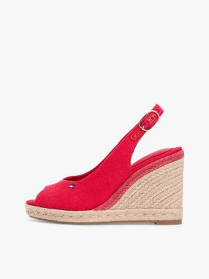 red hemp slingback wedge espadrilles for women tommy hilfiger