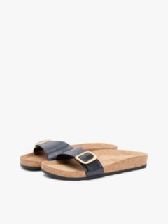Cork Footbed Slip-On Sandals — Black 2