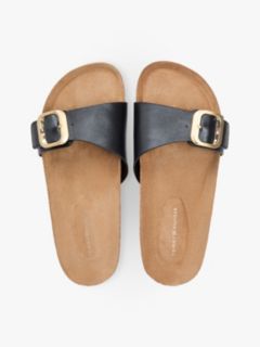 Cork Footbed Slip-On Sandals — Black 3