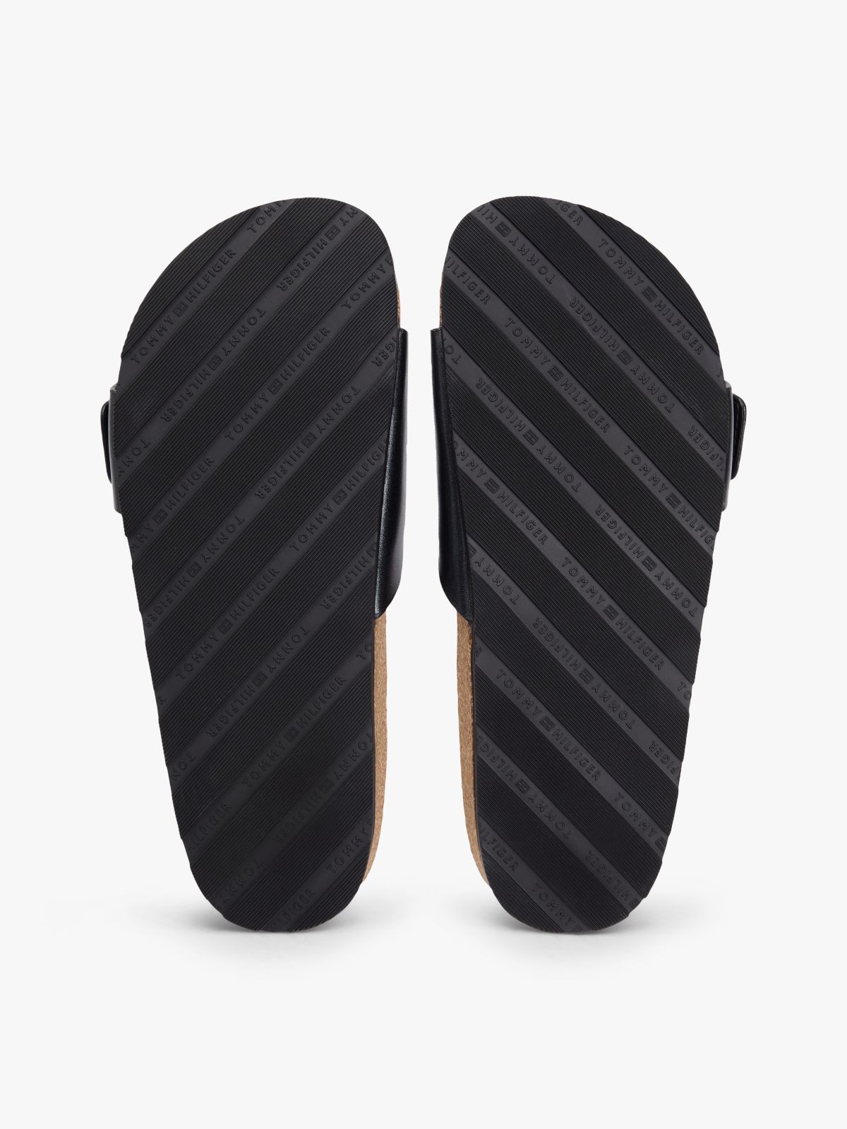 Cork Footbed Slip-On Sandals — Black