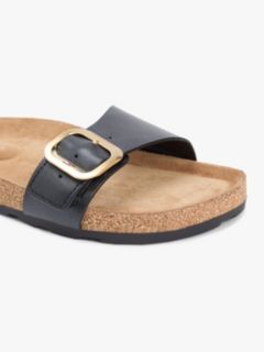 Cork Footbed Slip-On Sandals — Black 6