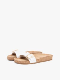 Cork Footbed Slip-On Sandals — White 2