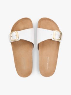 Cork Footbed Slip-On Sandals — White 3
