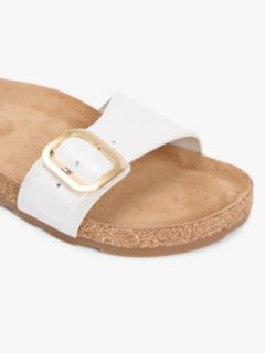 Cork Footbed Slip-On Sandals — White 6