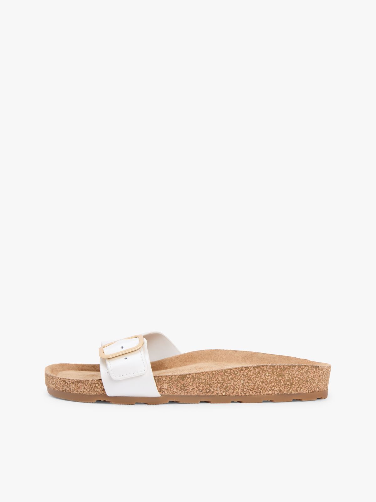 Cork Footbed Slip-On Sandals — White