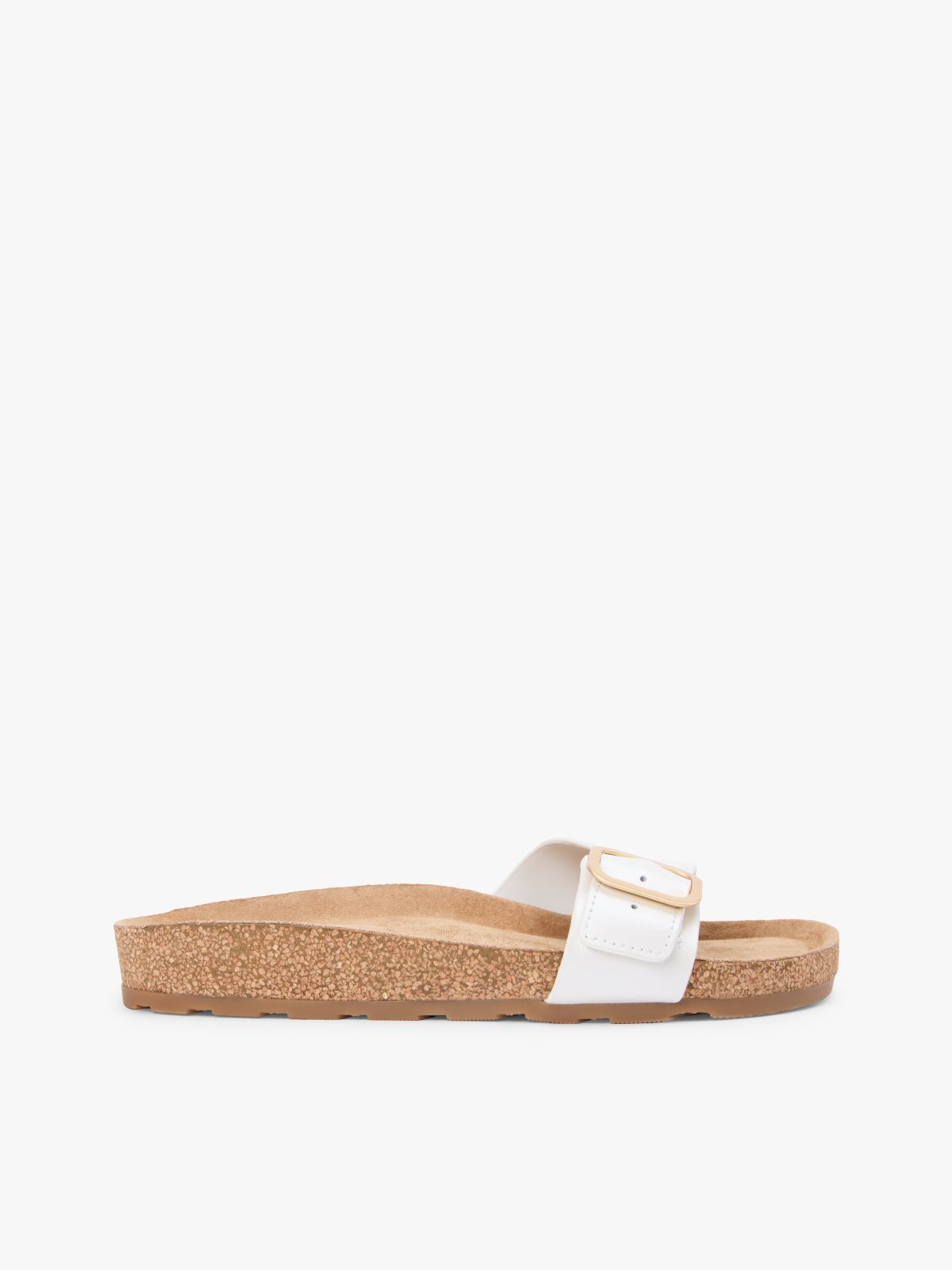 Cork Footbed Slip-On Sandals — White