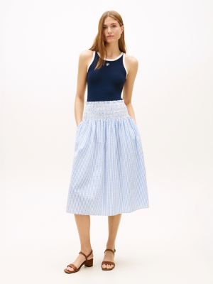 bruin leren sandaal met blokhak en contraststiksels voor dames - tommy hilfiger