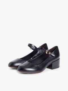 Leather Mary Jane Block Heels — Black 2