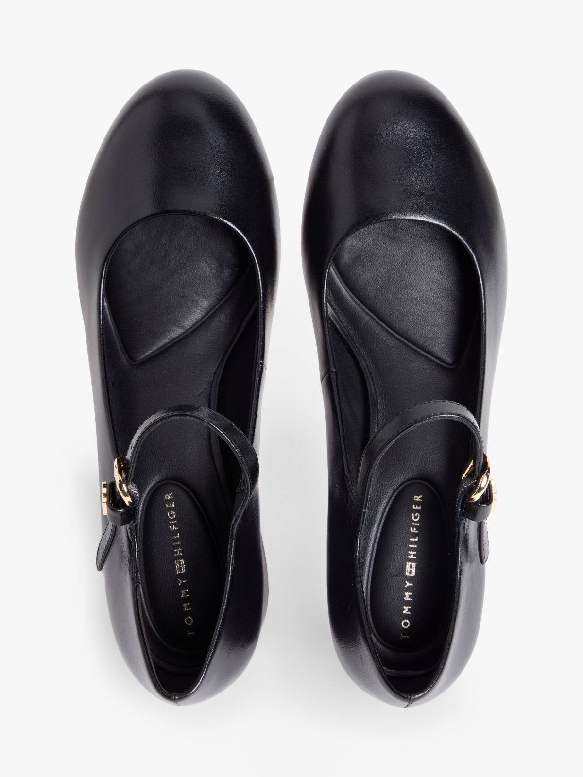 Leather Mary Jane Block Heels — Black