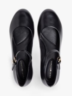 Leather Mary Jane Block Heels — Black 3