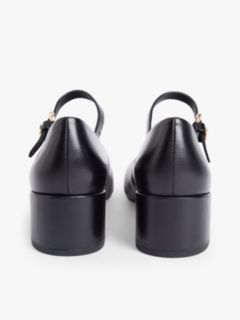 Leather Mary Jane Block Heels — Black 4