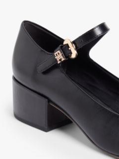 Leather Mary Jane Block Heels — Black 6