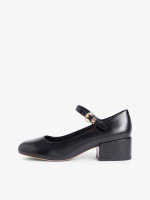 zapatos mary jane con tacón ancho negro de mujeres tommy hilfiger