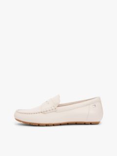 Leather Enamel Flag Driver Shoes — Beige 7