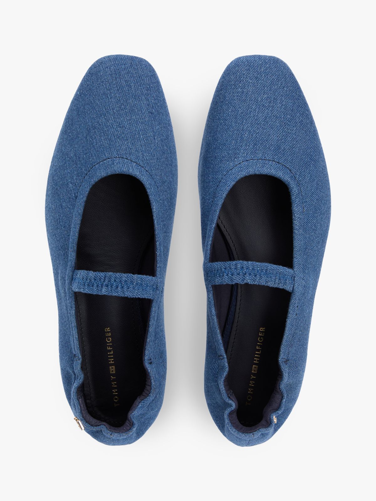 Canvas Denim Elasticated Strap Ballerinas — Blue
