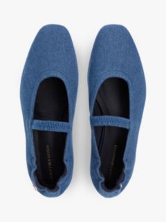 Canvas Denim Elasticated Strap Ballerinas — Blue 3
