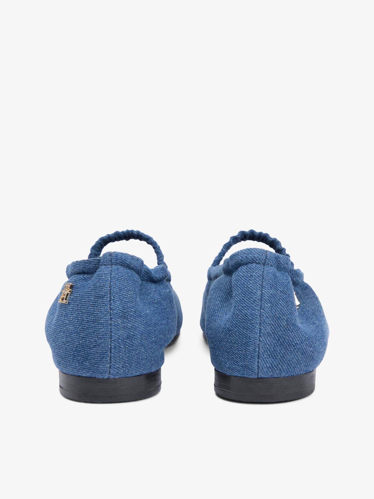 Canvas Denim Elasticated Strap Ballerinas — Blue