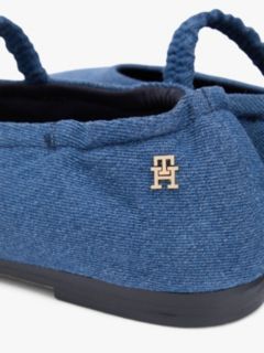 Canvas Denim Elasticated Strap Ballerinas — Blue 6