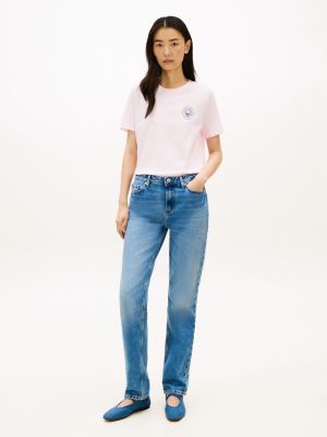 blue canvas denim elasticated strap ballerinas for women tommy hilfiger