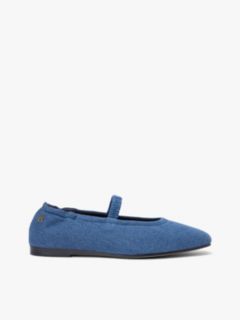 Canvas Denim Elasticated Strap Ballerinas — Blue 1