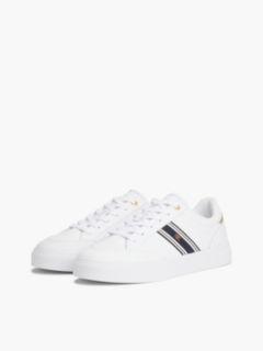Leather Webbing Strap Cupsole Trainers — White 2