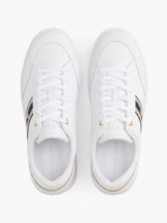 Leather Webbing Strap Cupsole Trainers — White 3