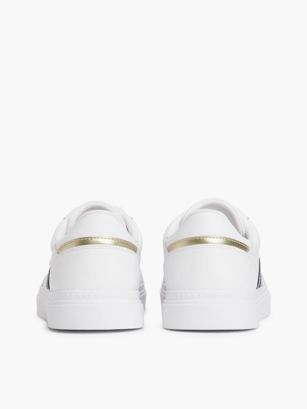 Leather Webbing Strap Cupsole Trainers — White