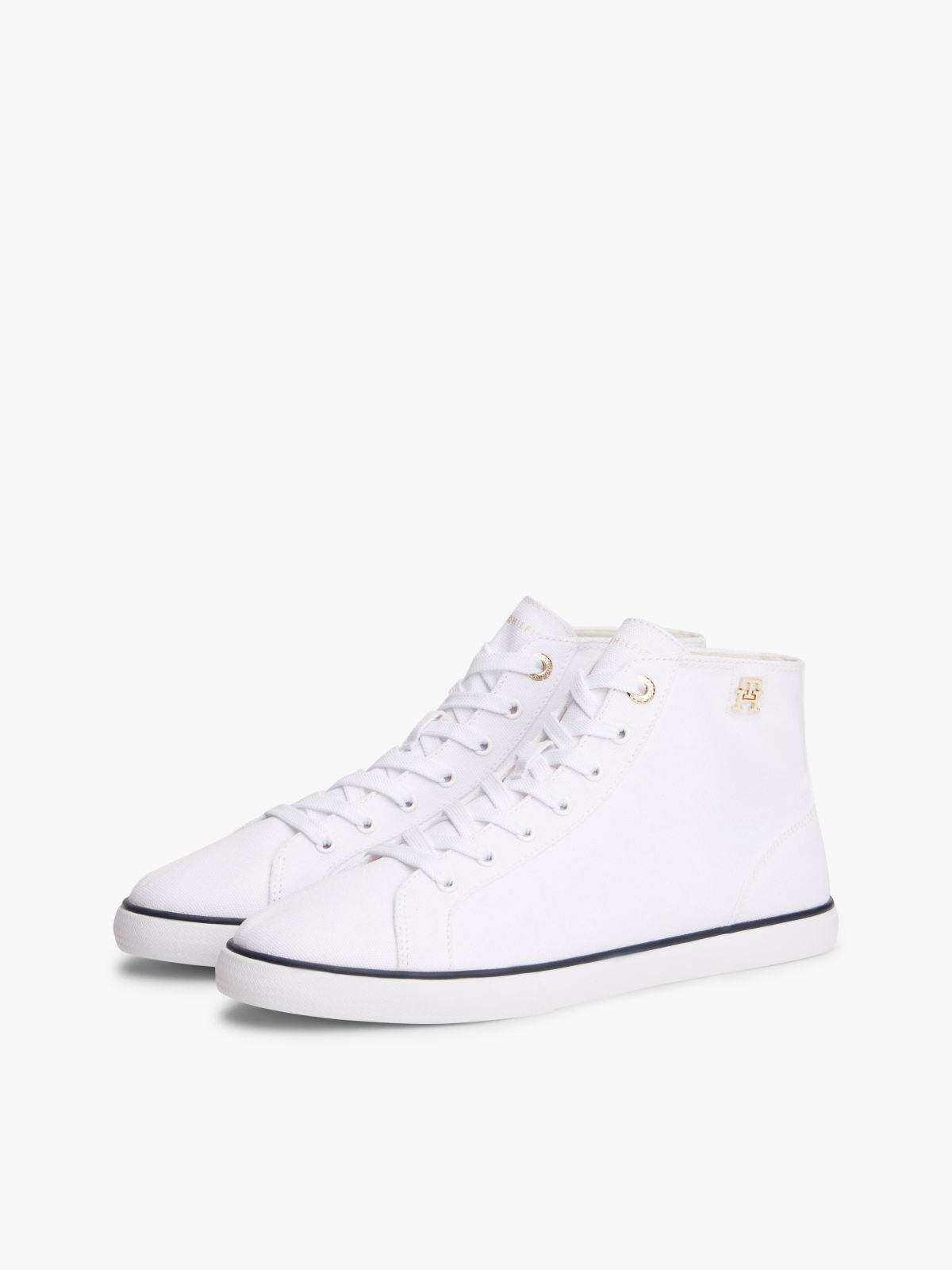 TH Monogram Canvas Mid-Top Trainers — White
