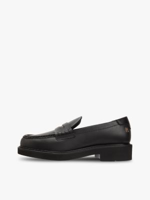 schwarz klobiger penny-loafer aus leder für damen - tommy hilfiger